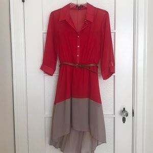Red & Tan High-low dress